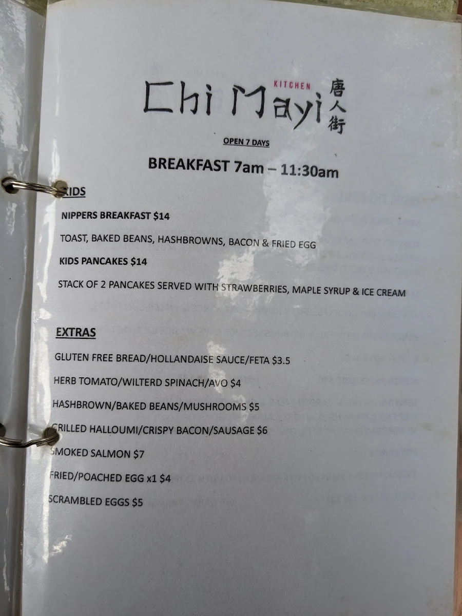 Menu, Chi Mayi Kitchen
