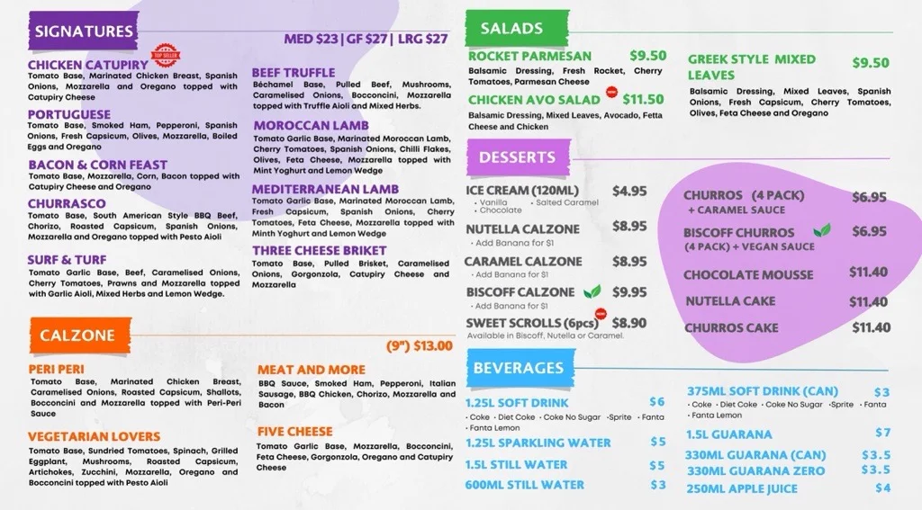 Menu, I Love Pizza Woy Woy