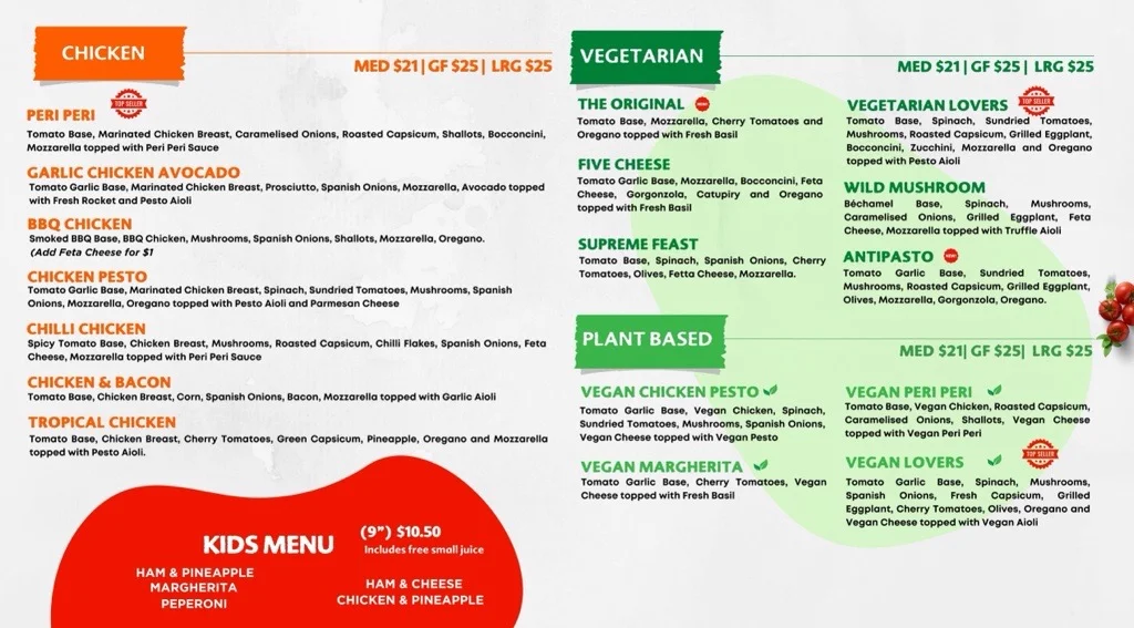 Menu, I Love Pizza Woy Woy