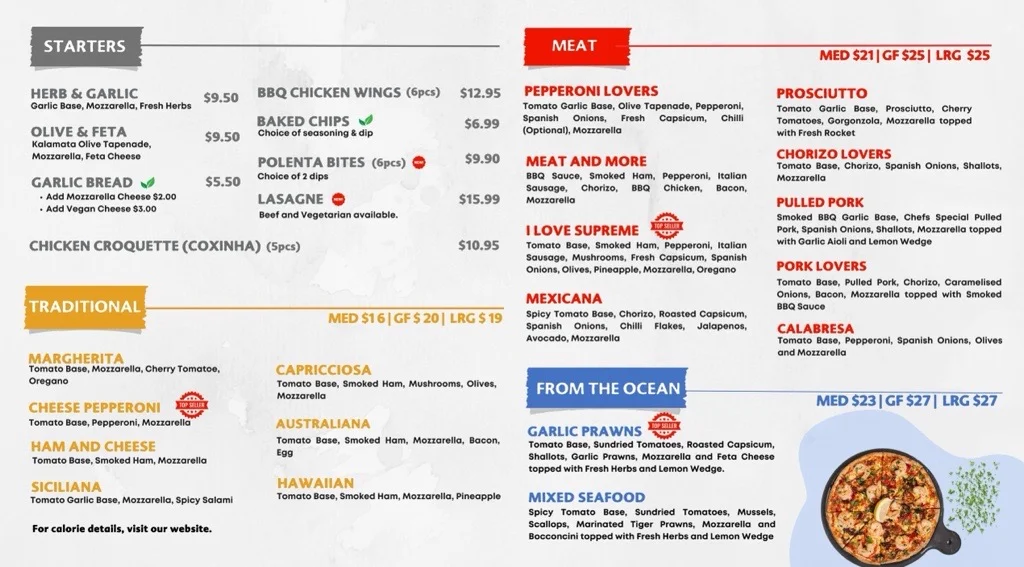Menu, I Love Pizza Woy Woy