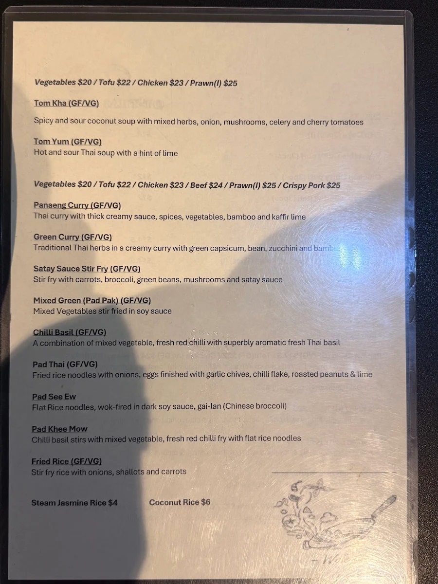 Menu, T-Thai Restaurant