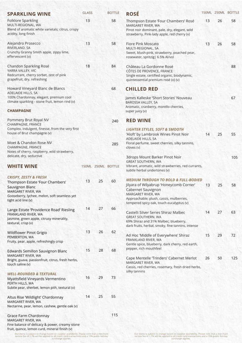 Menu, 18 Knots Rooftop Bar