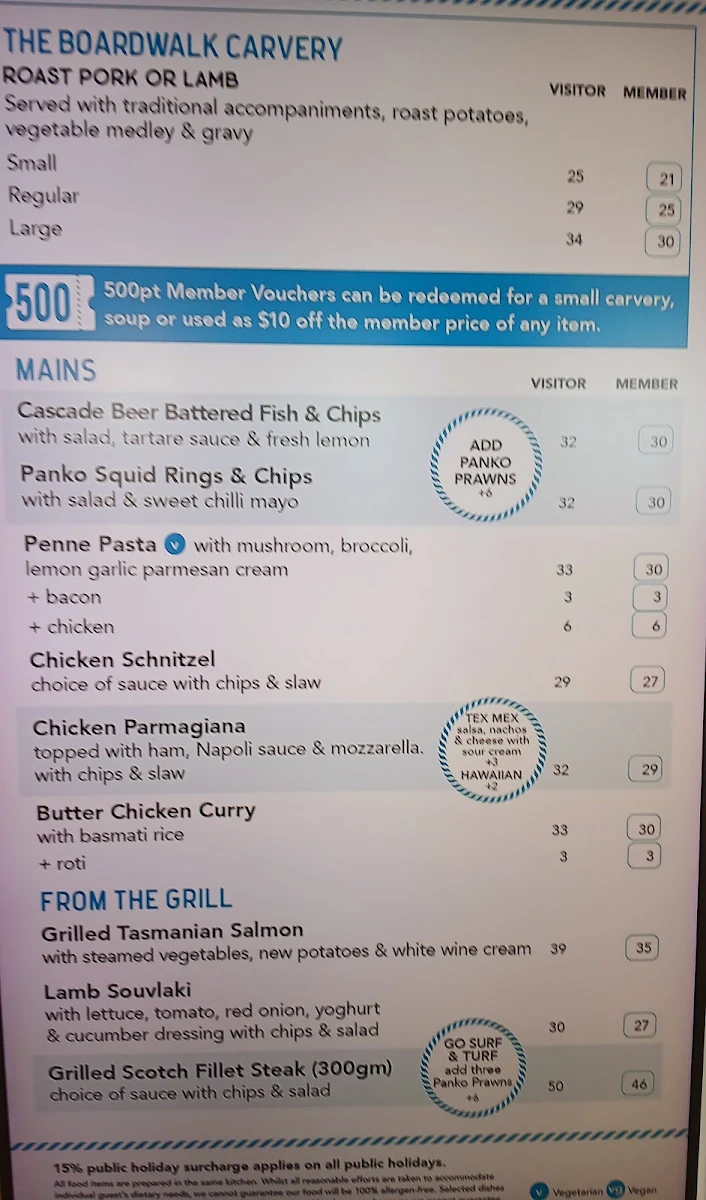 Menu, Boardwalk Bistro