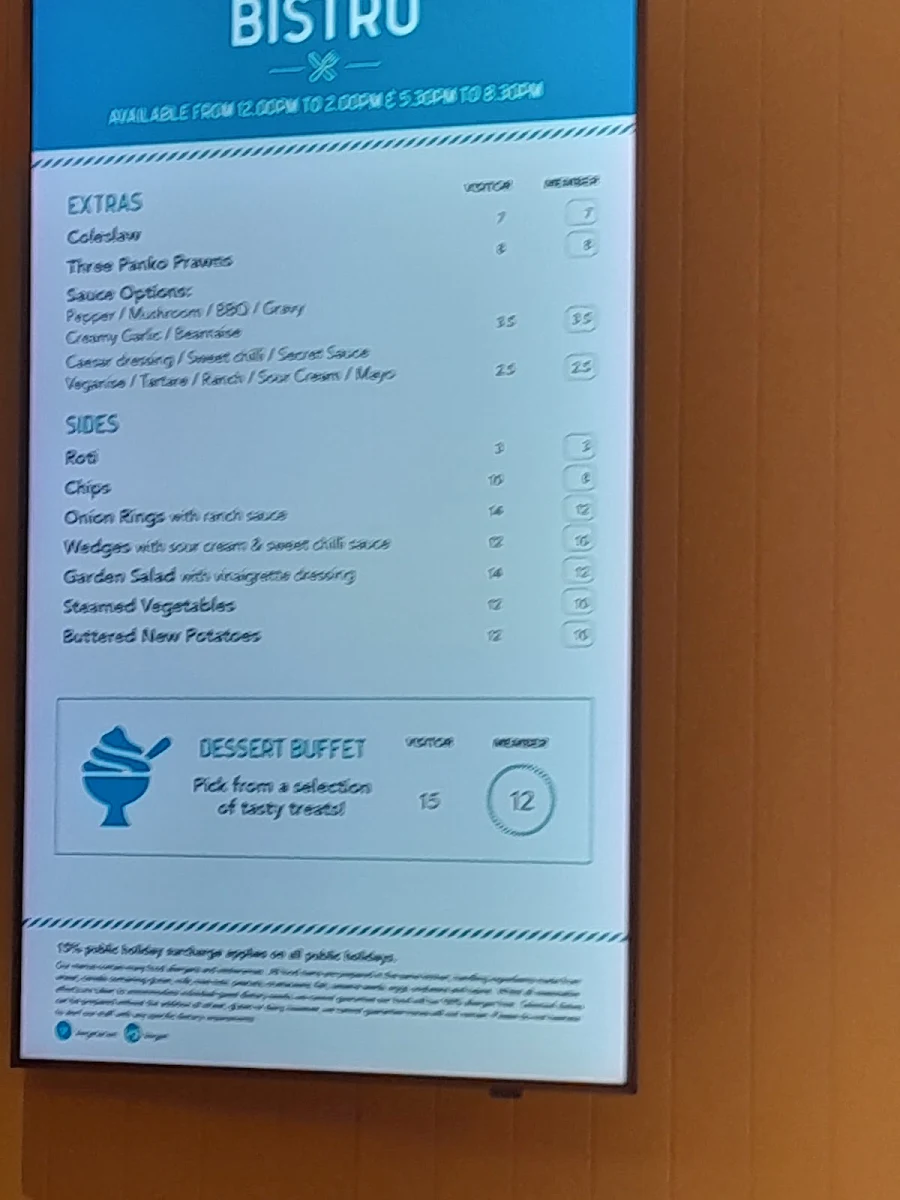 Menu, Boardwalk Bistro