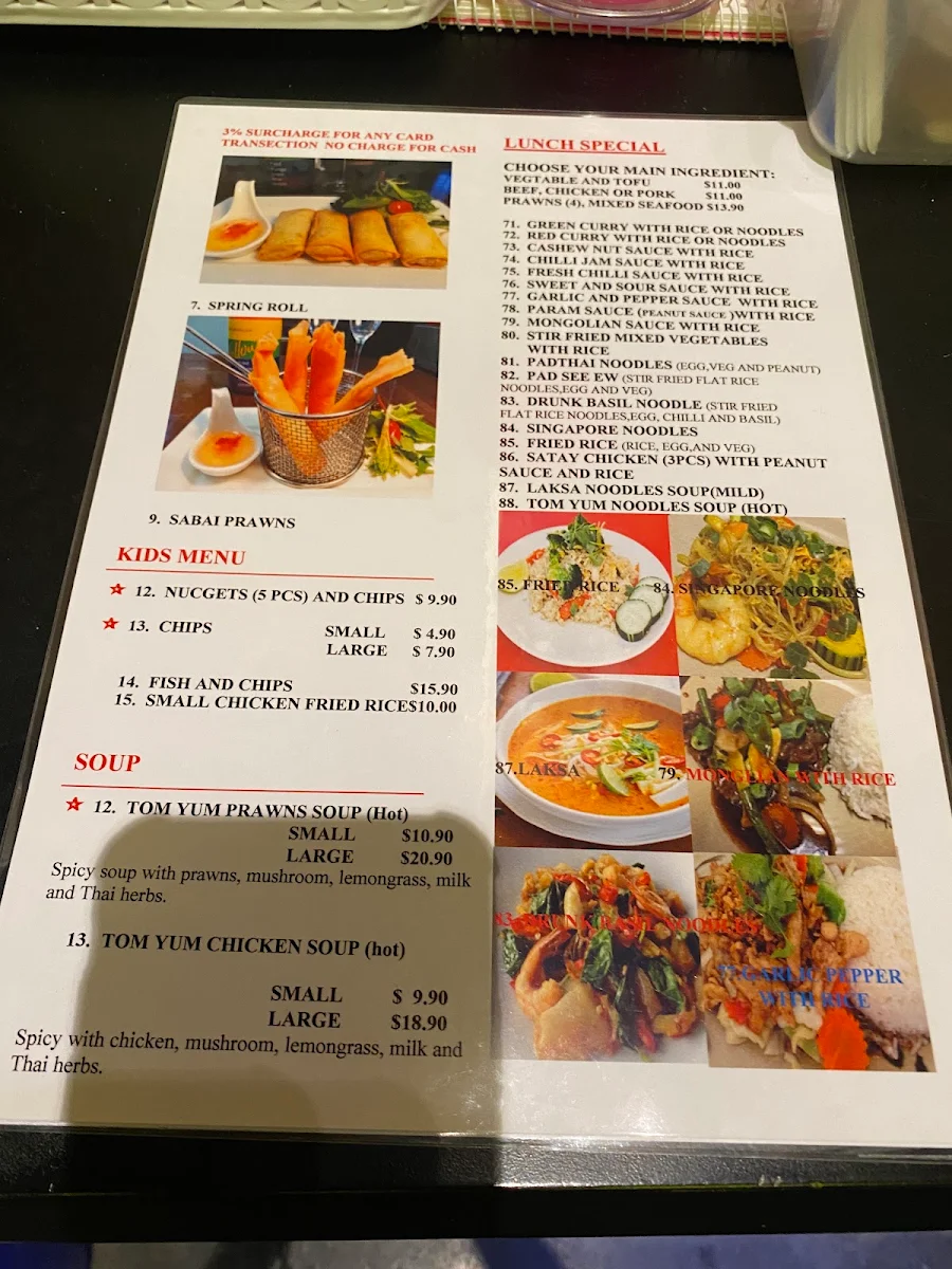 Menu, Hanuman Thai Restaurant