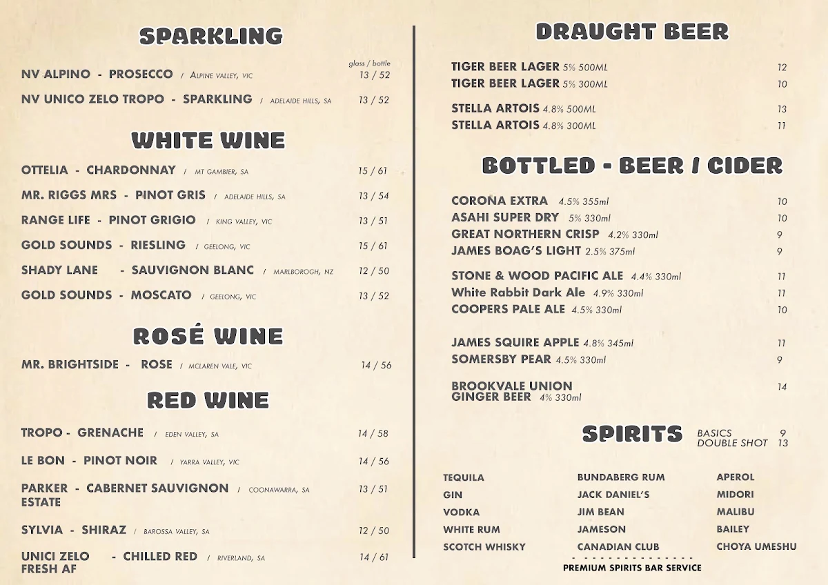 Menu, Little Singapore (Chermside)