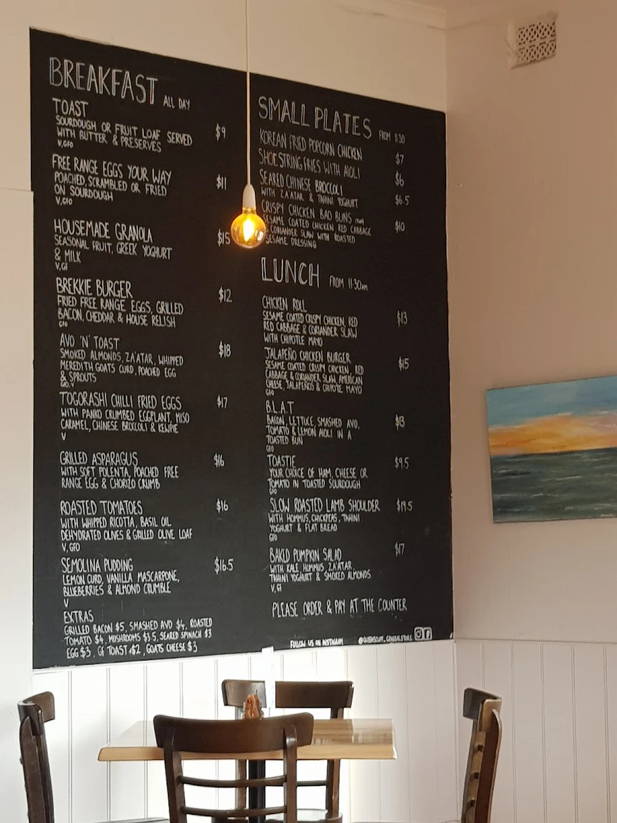 Menu, Queenscliff General Store & Take Away