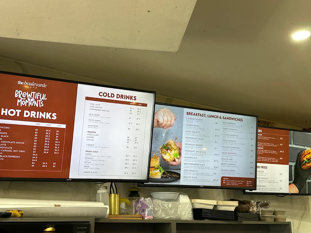 Menu, Cafe on the Boulevarde