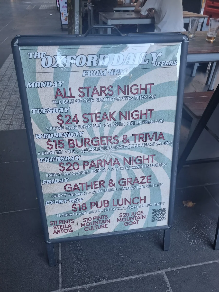 Menu, The Oxford Scholar