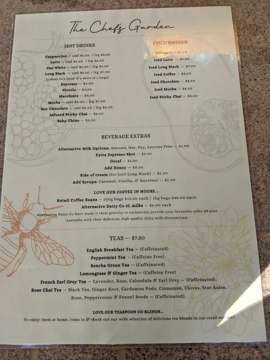 Menu, The Chef's Garden