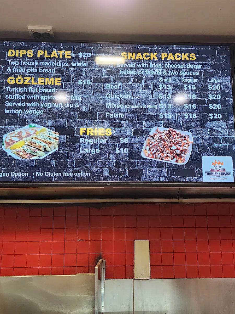 Menu, Antep Chargrill and Kebab