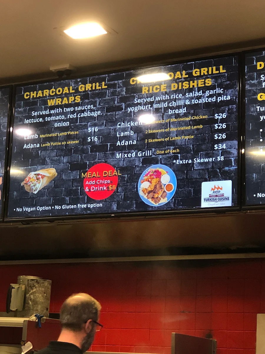 Menu, Antep Chargrill and Kebab