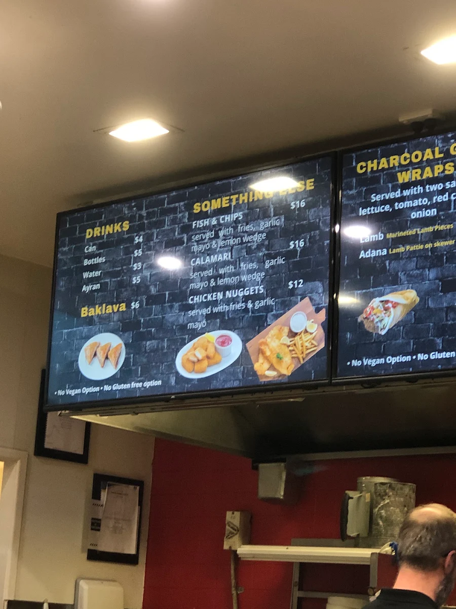 Menu, Antep Chargrill and Kebab