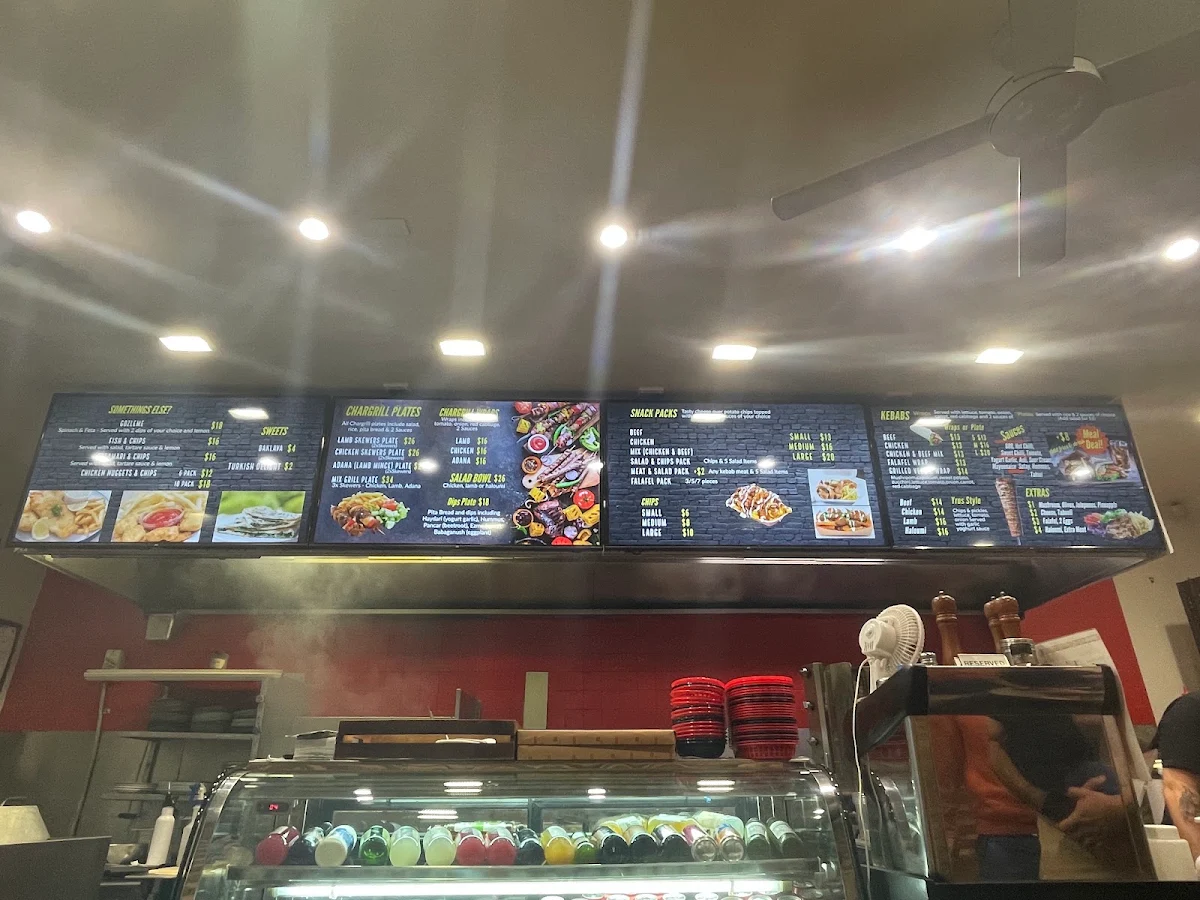 Menu, Antep Chargrill and Kebab