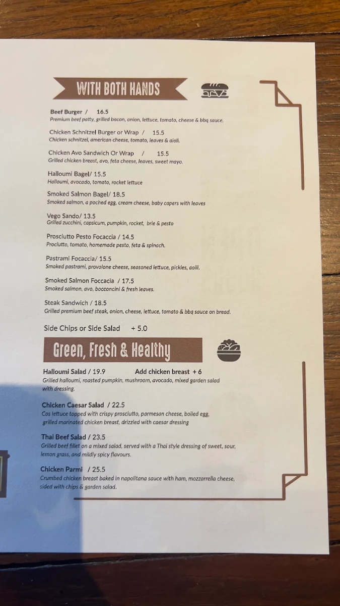 Menu, Copper Cafe