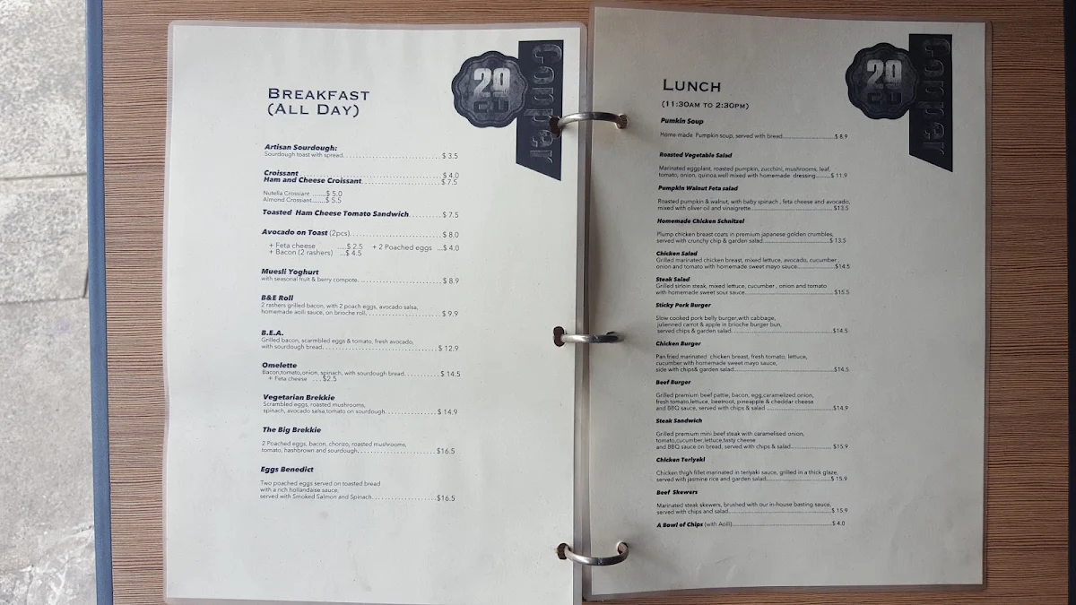 Menu, Copper Cafe