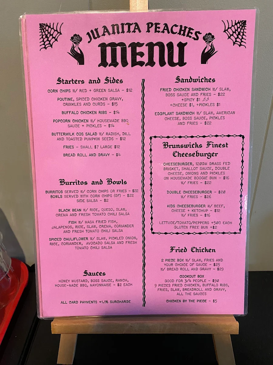 Menu, Juanita Peaches