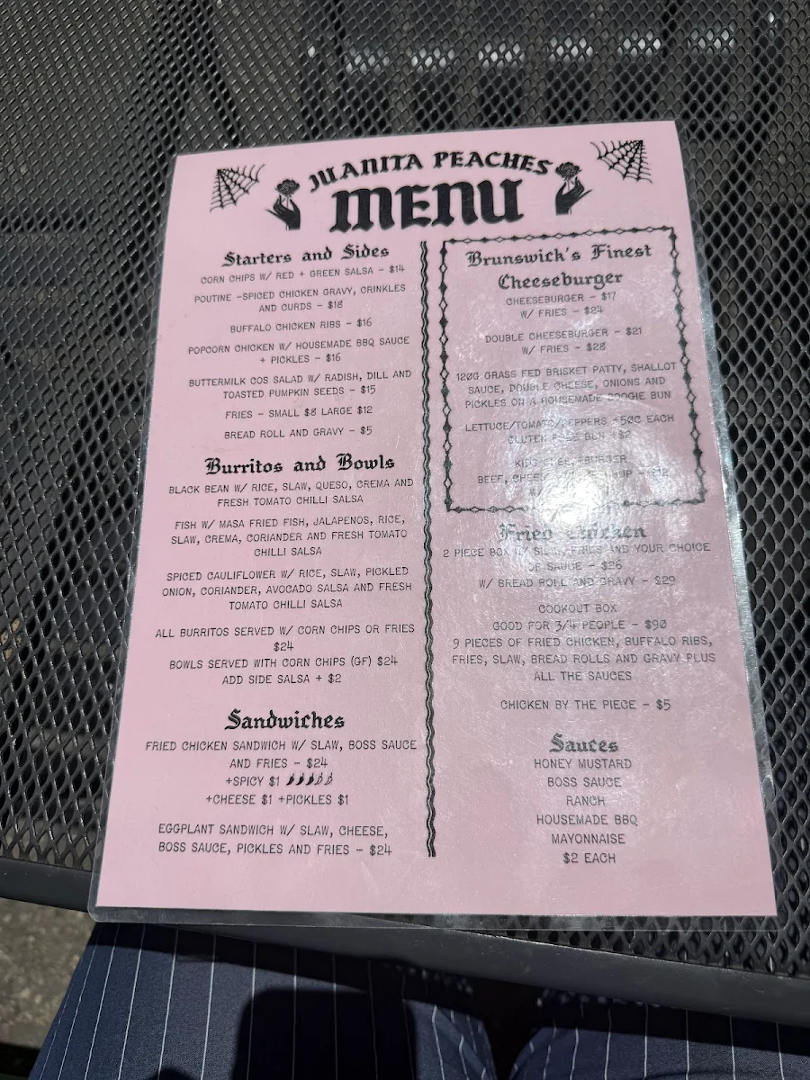 Menu, Juanita Peaches