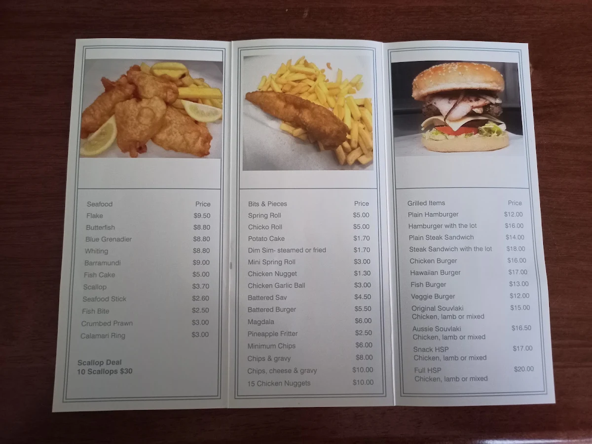 Menu, Lakeside Fish Shop