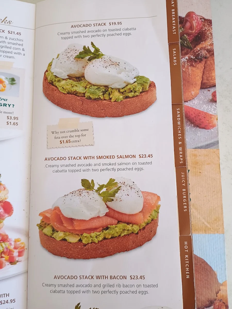 Menu, Dôme Café - Deep Water Point