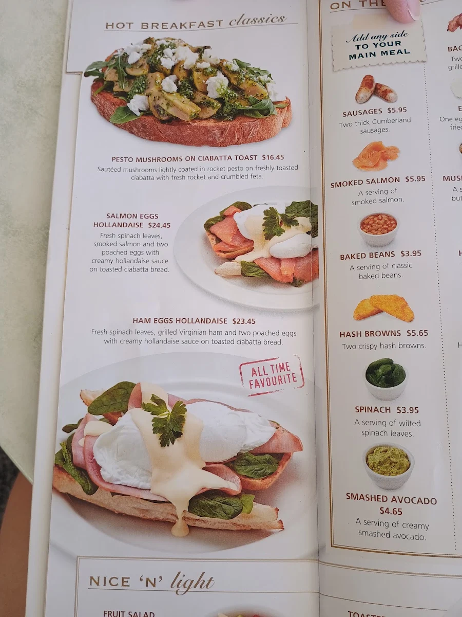 Menu, Dôme Café - Deep Water Point