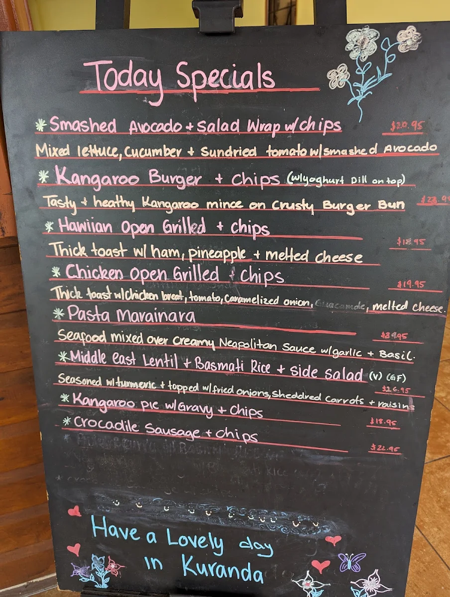 Menu, Kuranda Rainforest View Restaurant