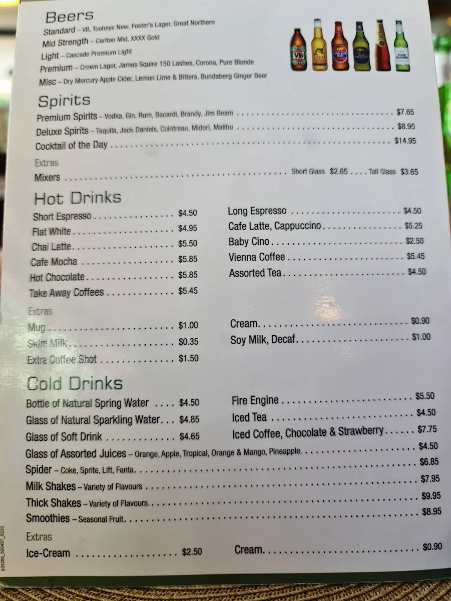 Menu, Kuranda Rainforest View Restaurant