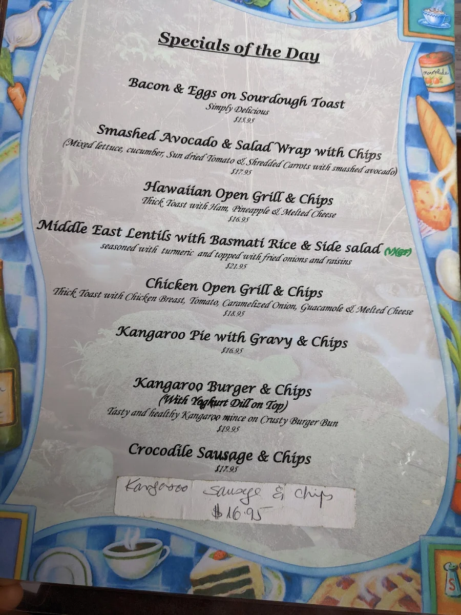 Menu, Kuranda Rainforest View Restaurant
