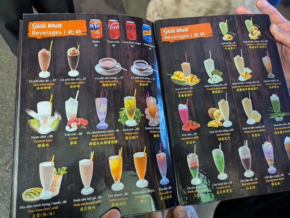 Menu, Pho Song Huong Bankstown