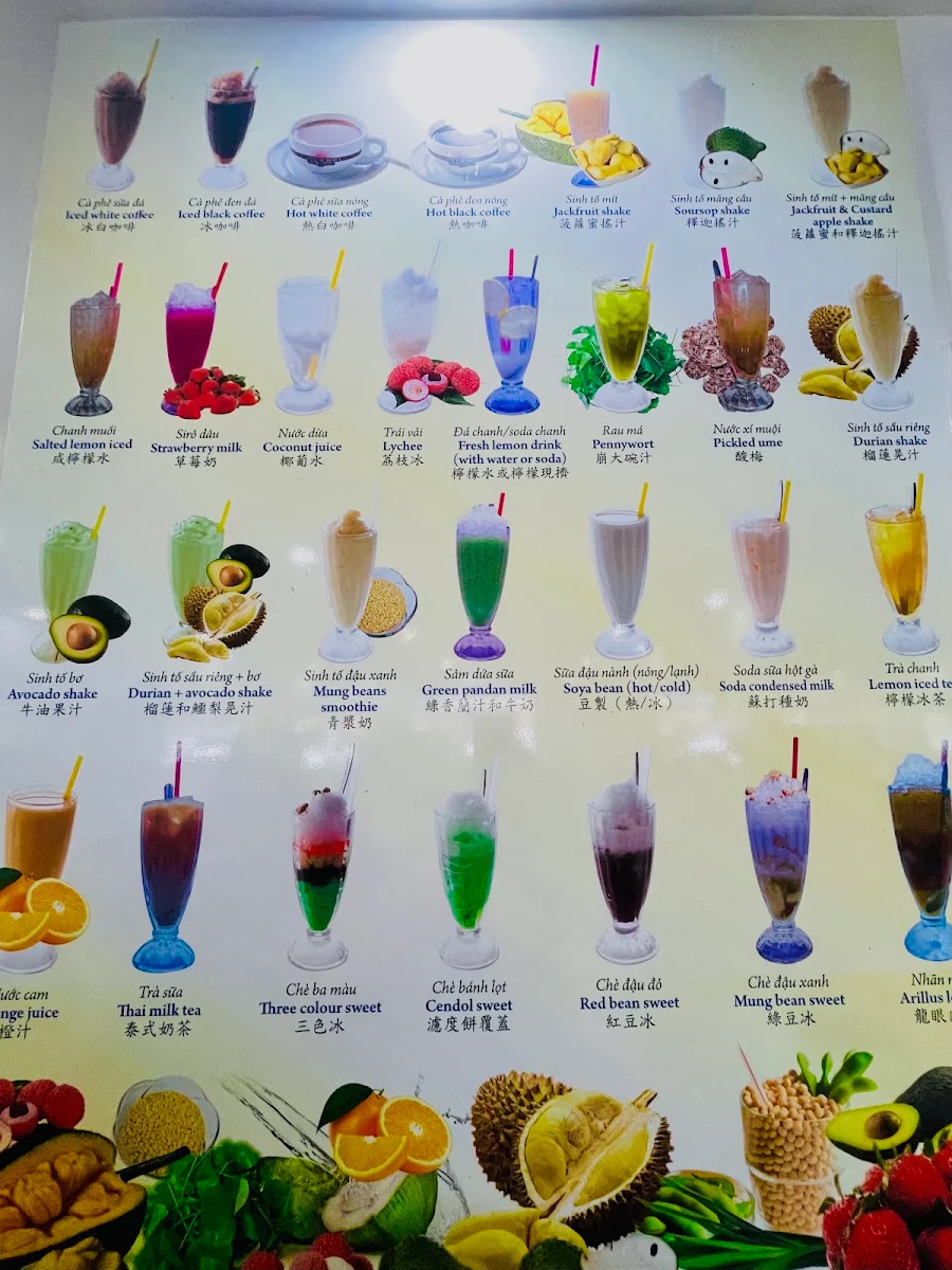 Menu, Pho Song Huong Bankstown
