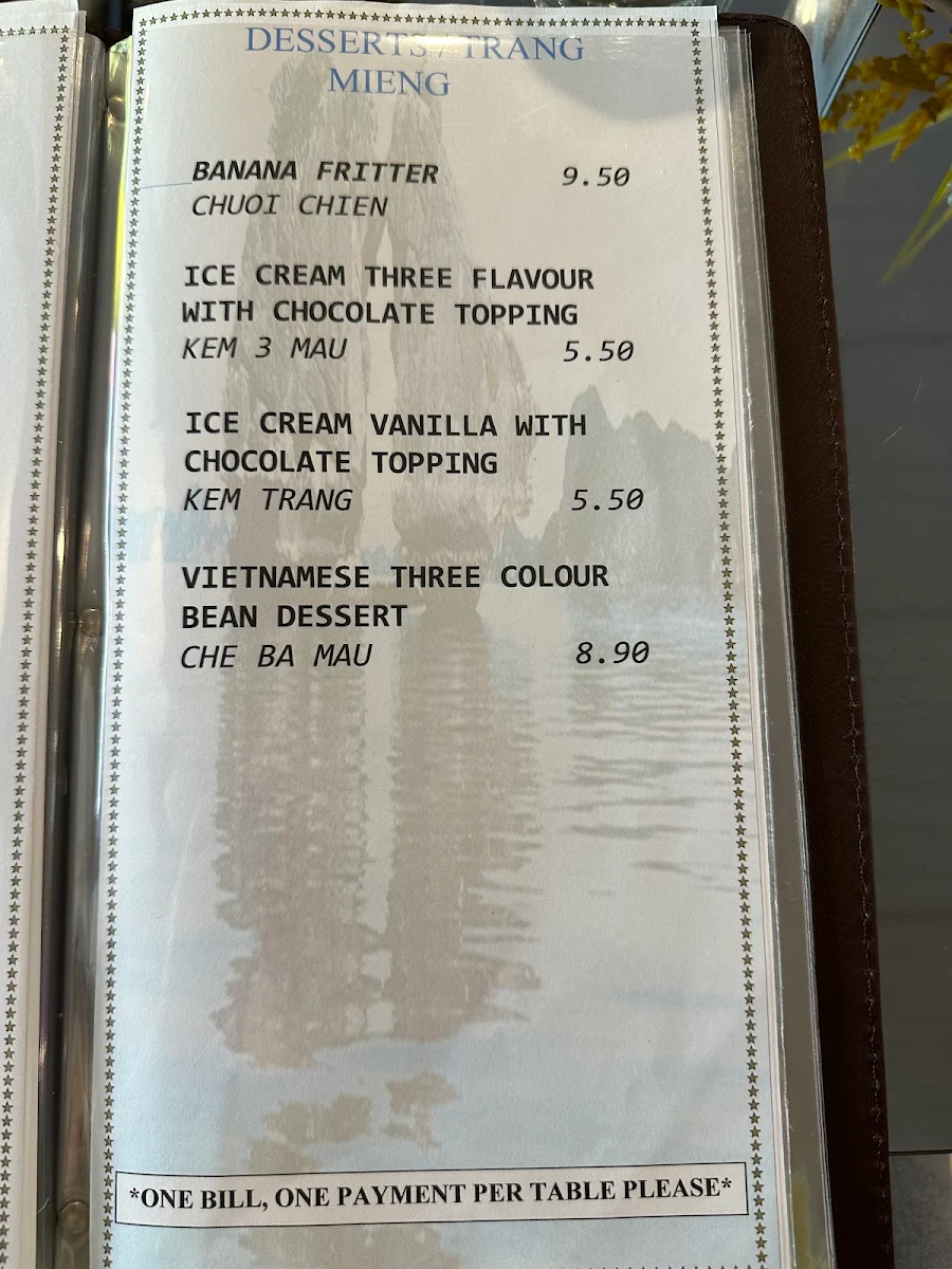 Menu, Alice Viet Restaurant