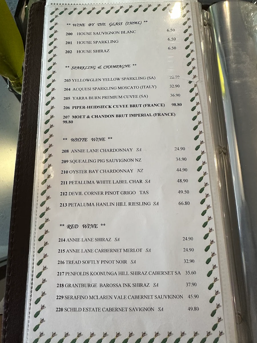 Menu, Alice Viet Restaurant