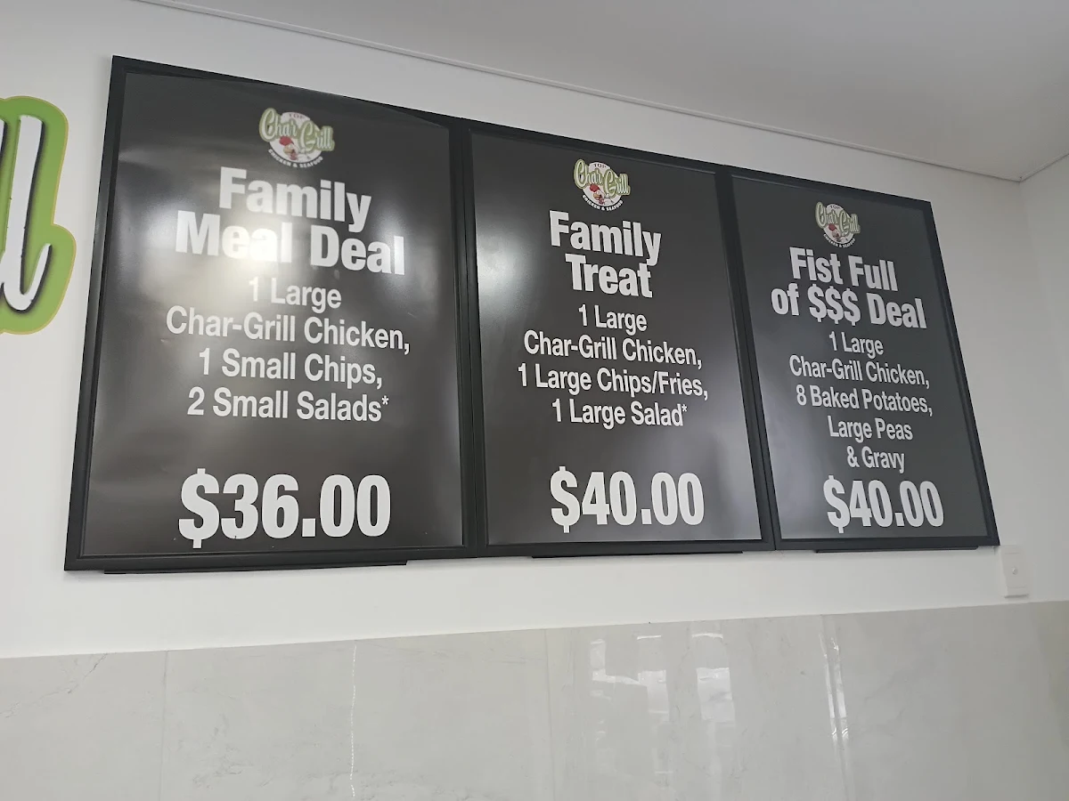 Menu, Top Char-Grill Chicken & Seafood