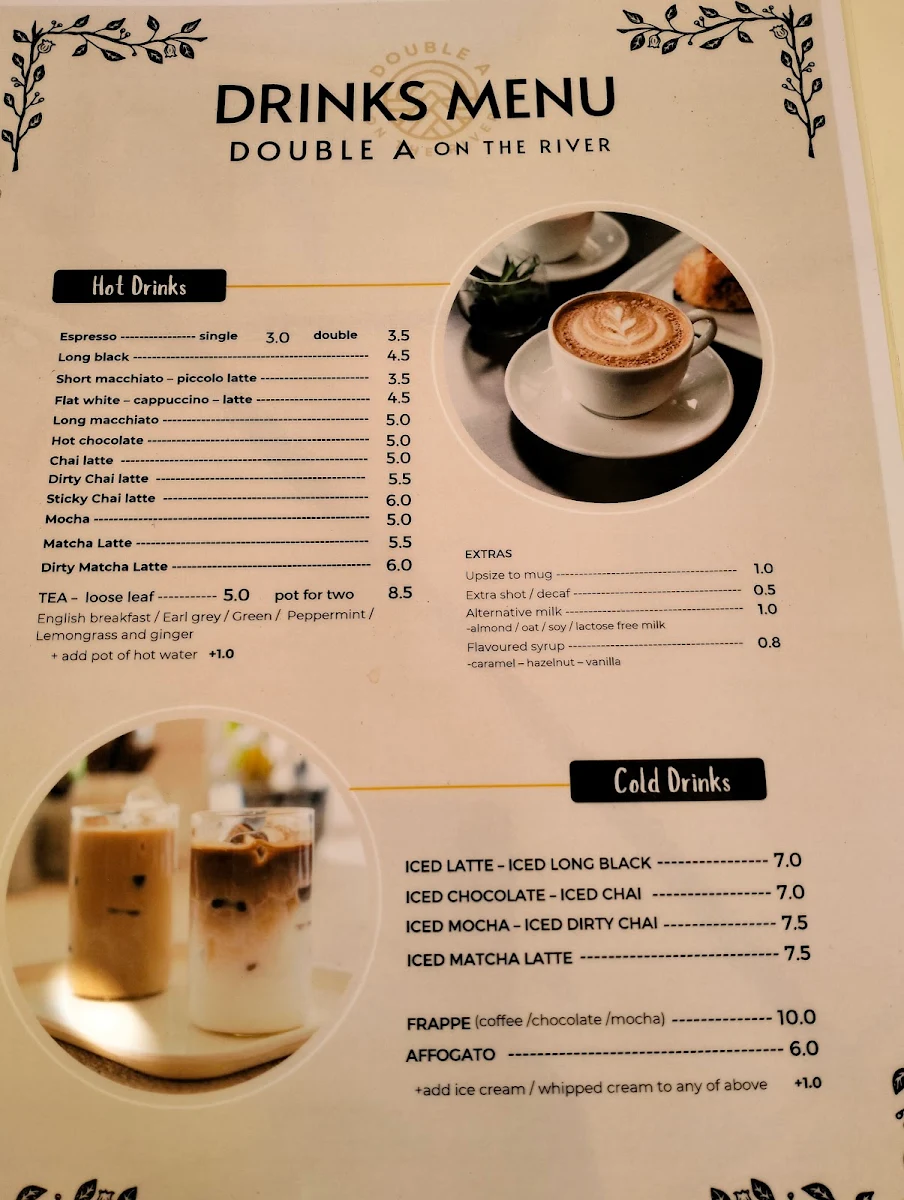 Menu, Double A On the River