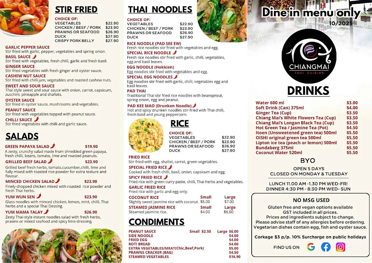 Menu, CHIANGMAI Thai Cuisine