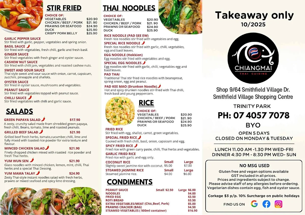 Menu, CHIANGMAI Thai Cuisine