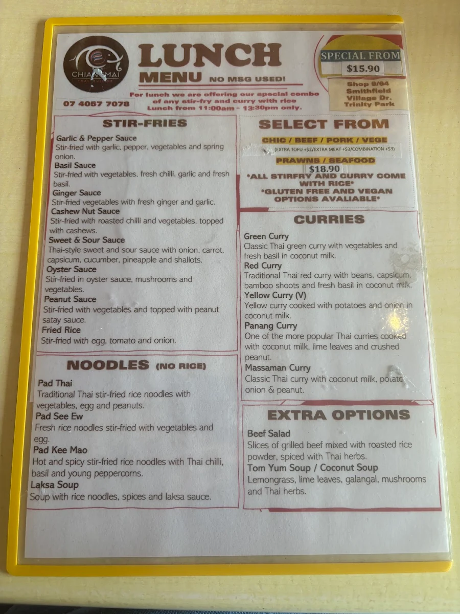 Menu, CHIANGMAI Thai Cuisine