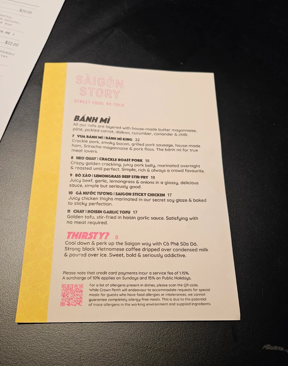 Menu, Saigon Story