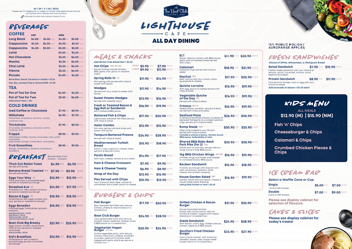 Menu, Harbourview Restaurant