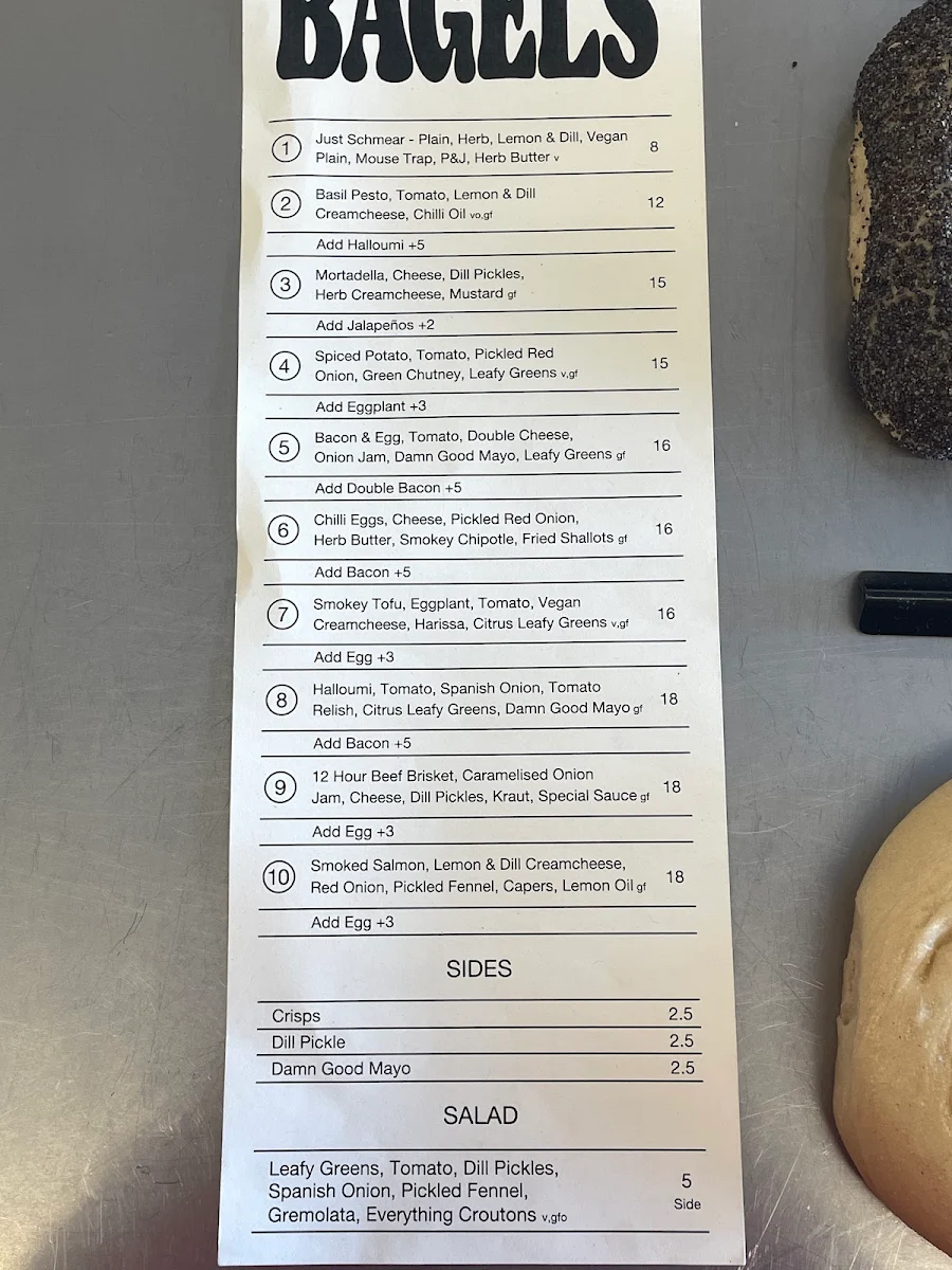 Menu, Take Two Bagels