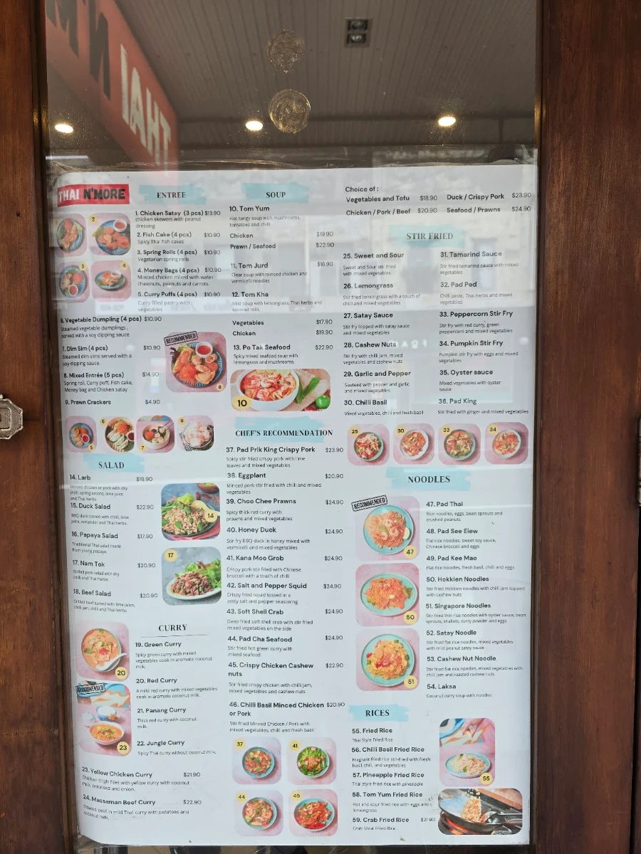 Menu, Thai N'More