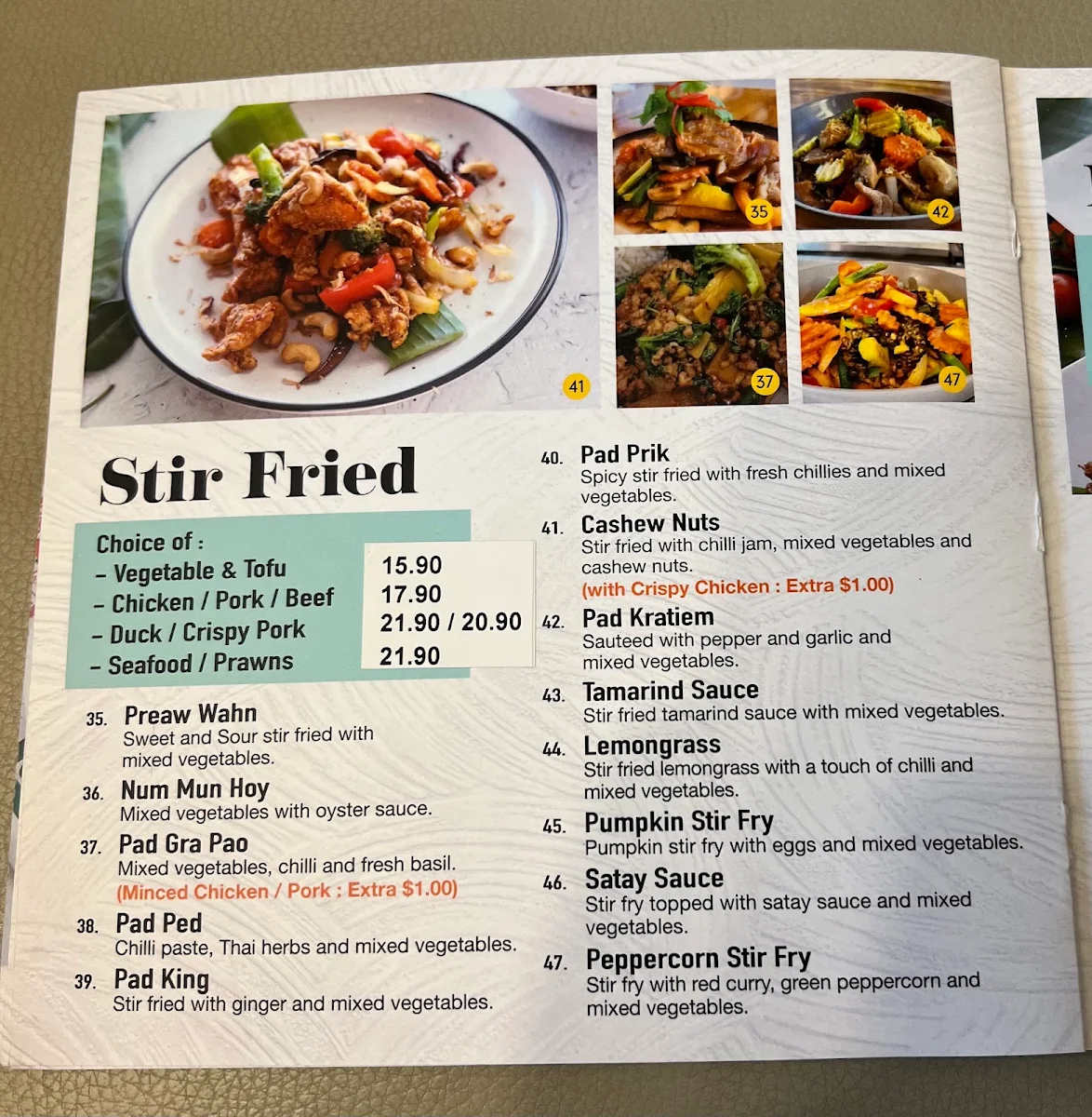 Menu, Thai N'More