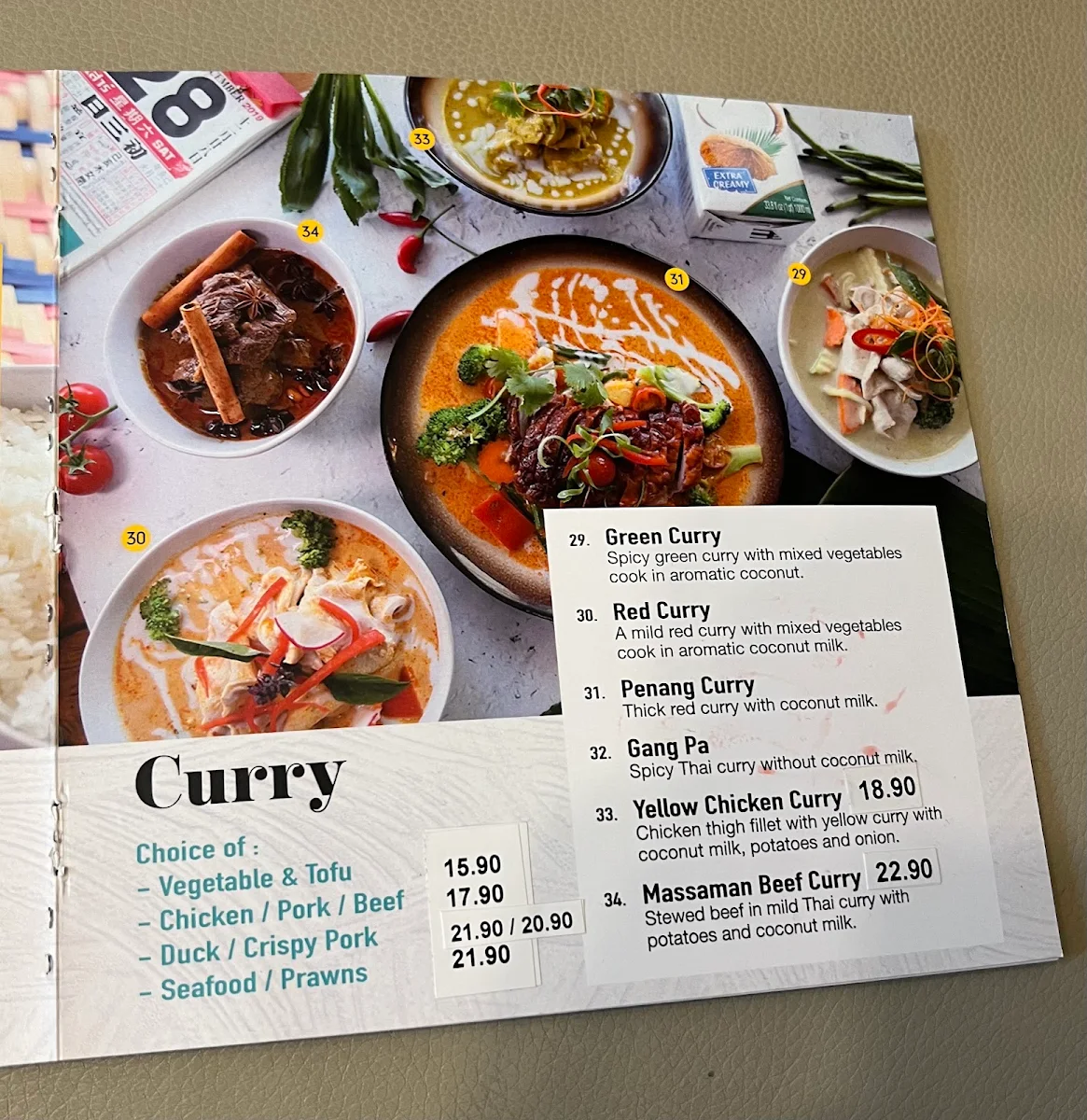 Menu, Thai N'More