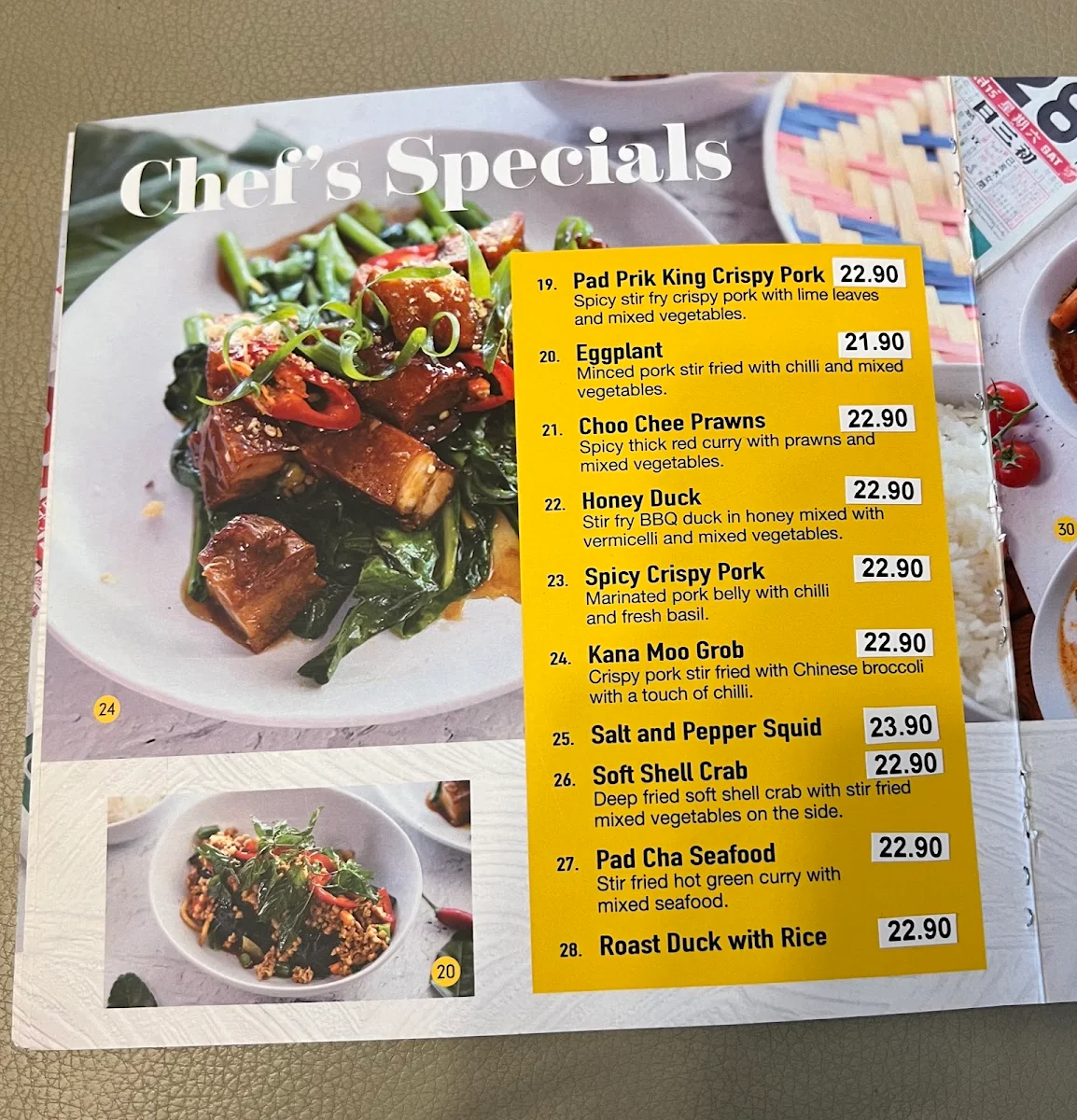 Menu, Thai N'More