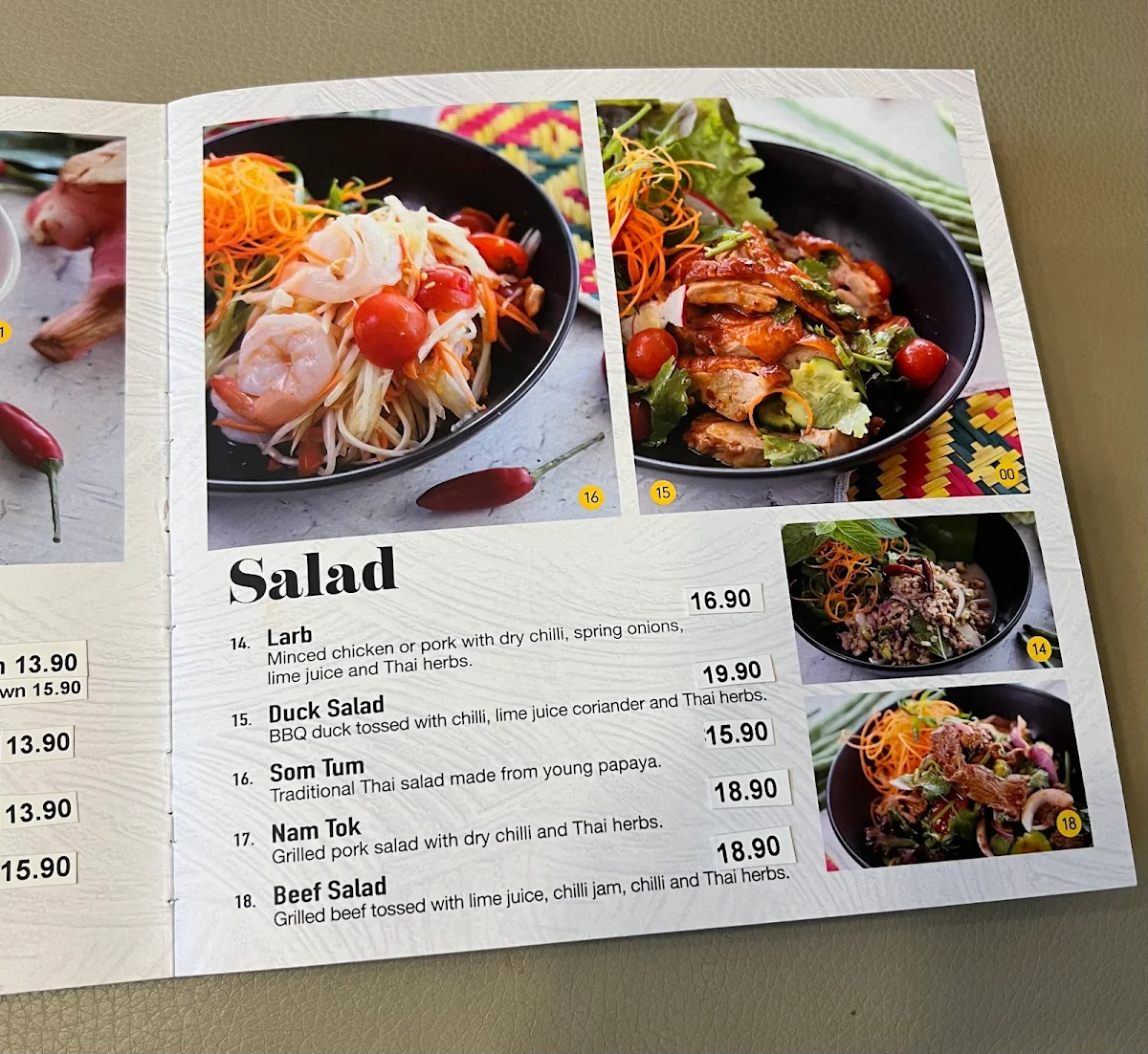 Menu, Thai N'More