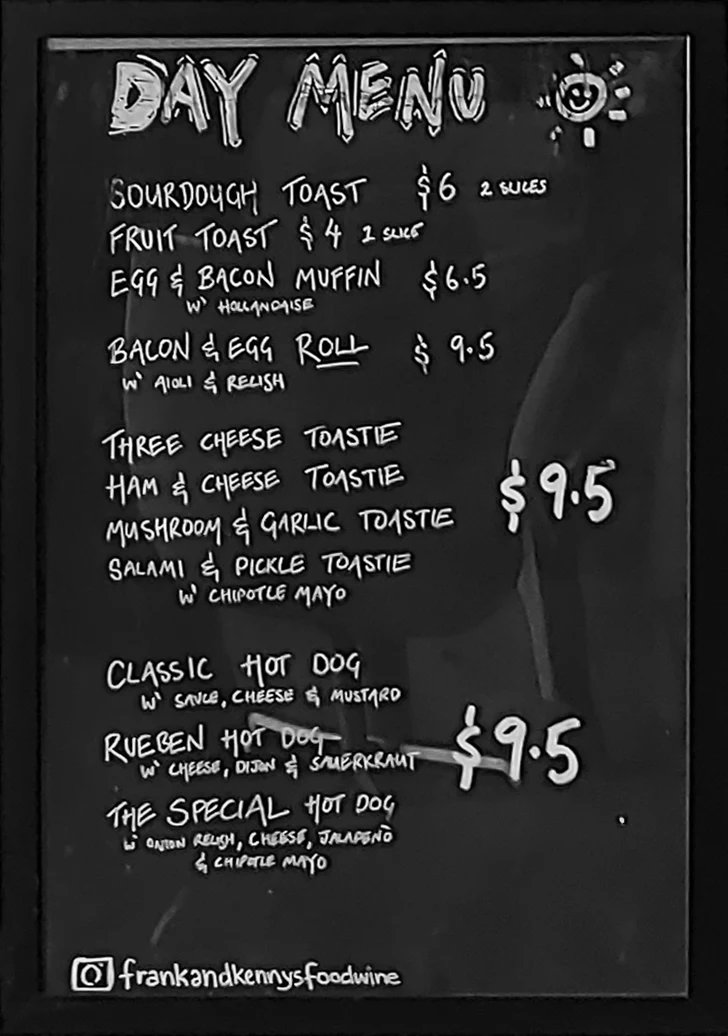 Menu, Ruby’s Cafe Yarraville