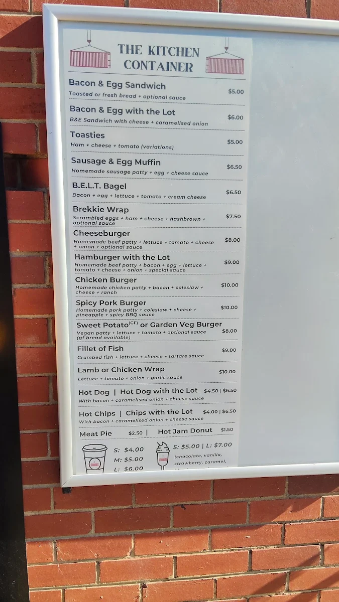 Menu, The Kitchen Container