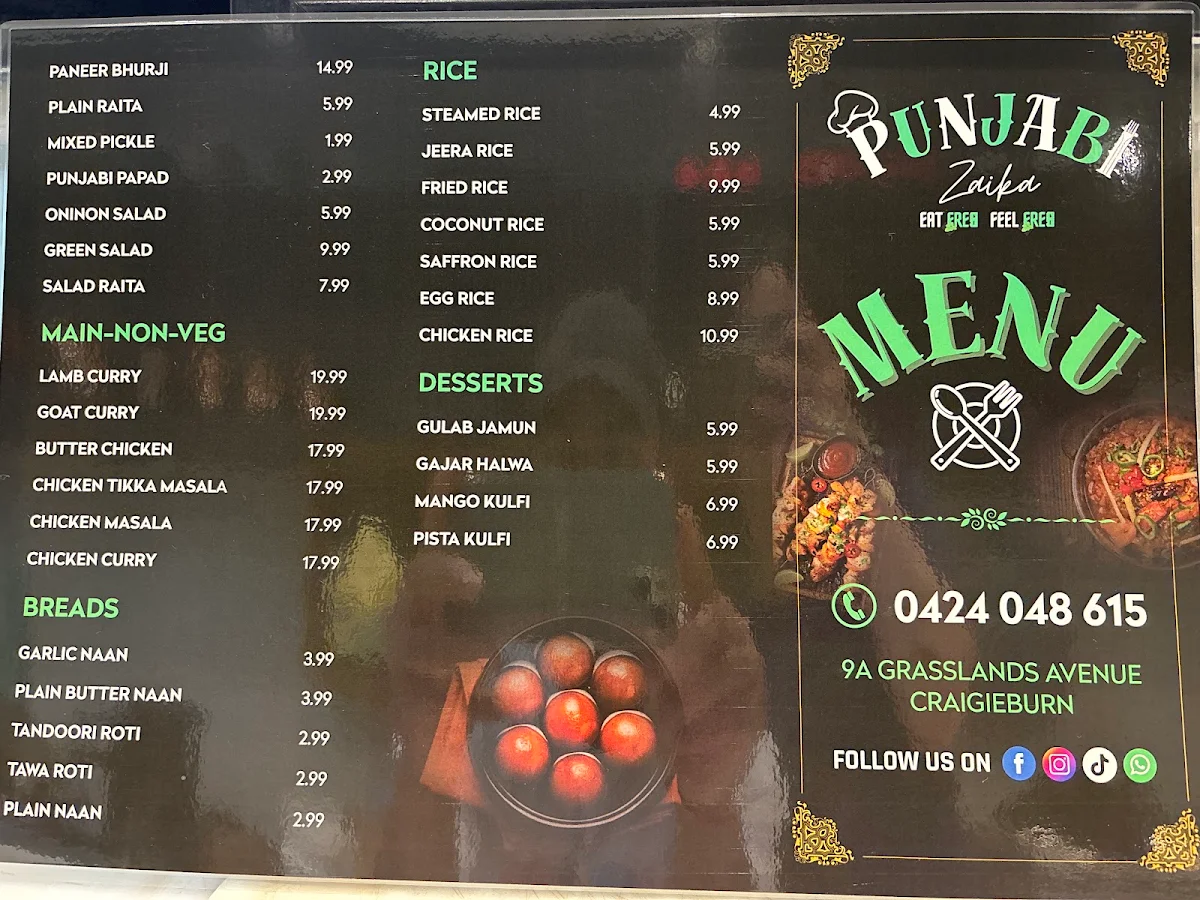 Menu, Punjabi Zaika RESTAURANT | Indian Restaurant