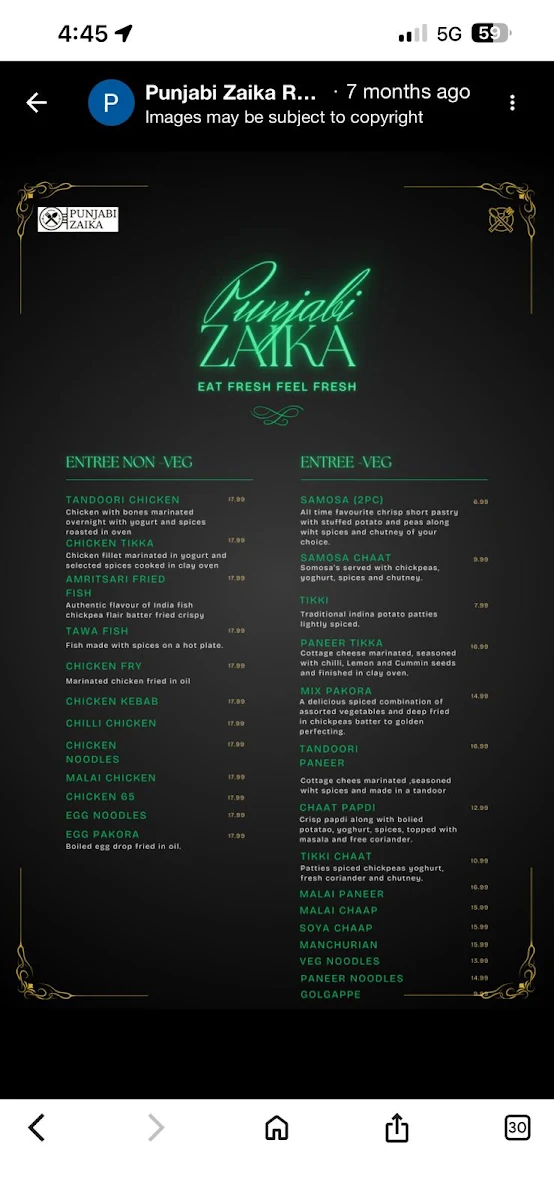 Menu, Punjabi Zaika RESTAURANT | Indian Restaurant
