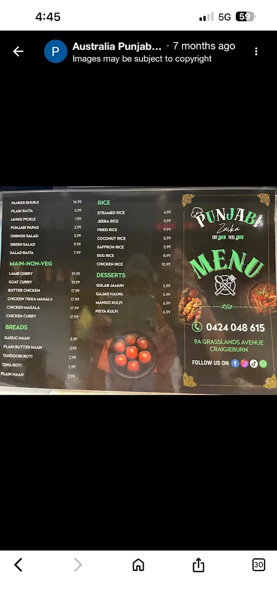 Menu, Punjabi Zaika RESTAURANT | Indian Restaurant